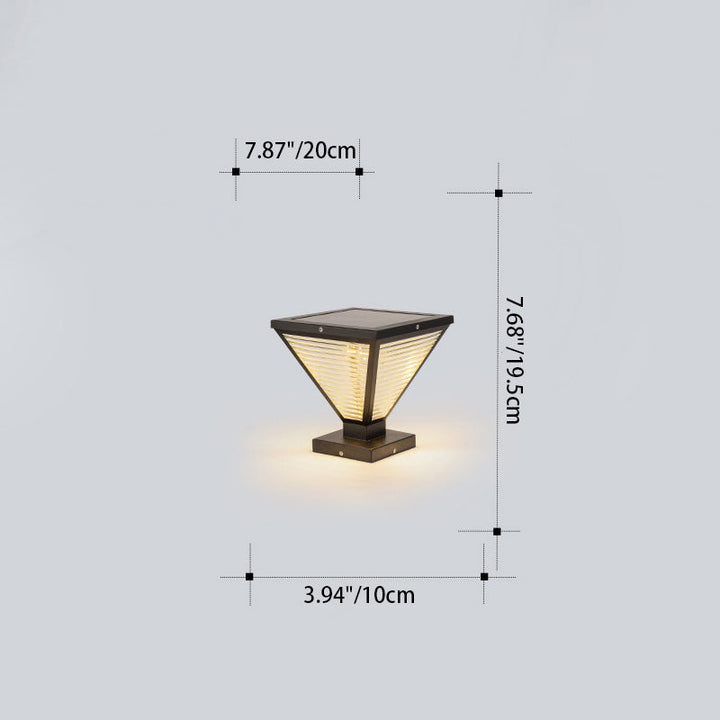 Modern Minimalist Solar Waterproof Square Prismatic Stainless Steel Glass LED Outdoor Light For Patio | Bowlift