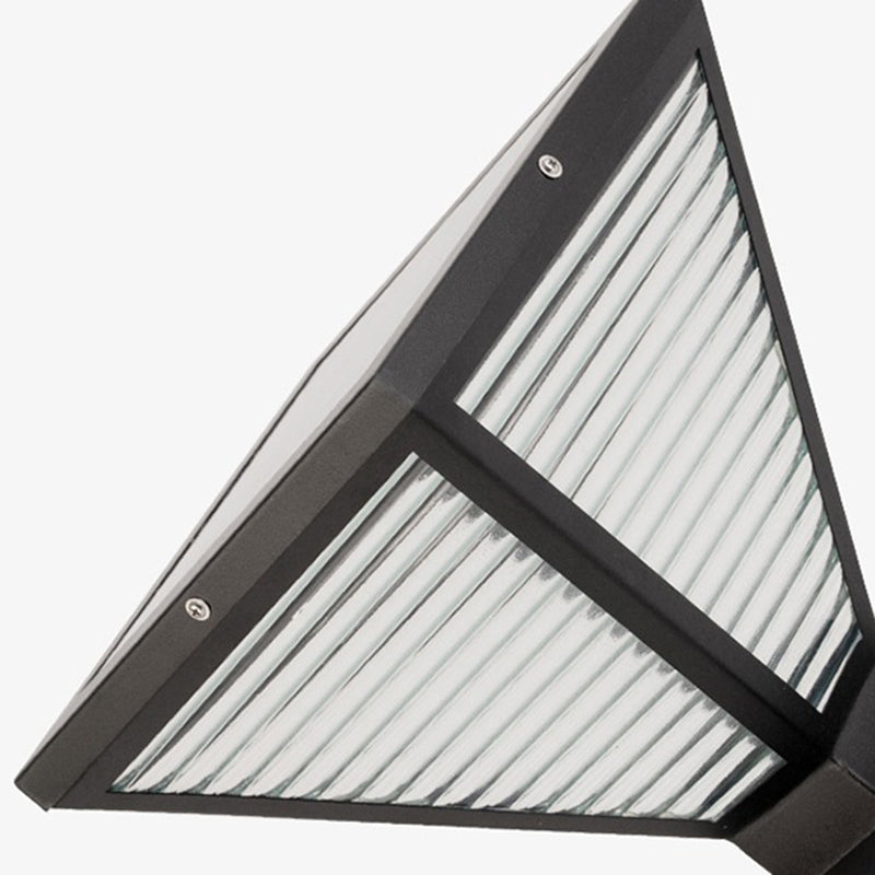 Modern Minimalist Solar Waterproof Square Prismatic Stainless Steel Glass LED Outdoor Light For Patio | Bowlift