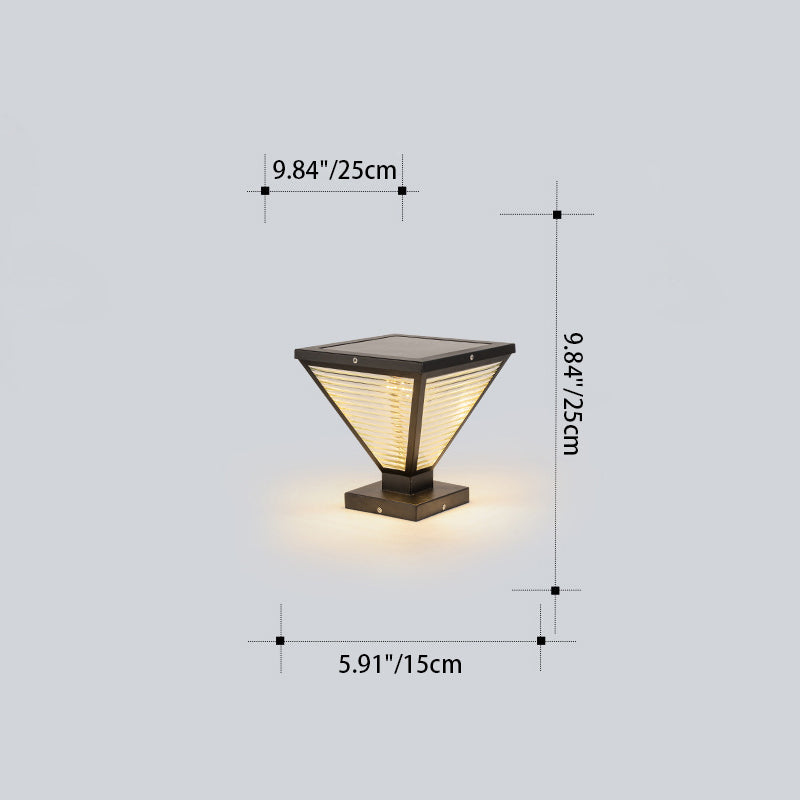 Modern Minimalist Solar Waterproof Square Prismatic Stainless Steel Glass LED Outdoor Light For Patio | Bowlift