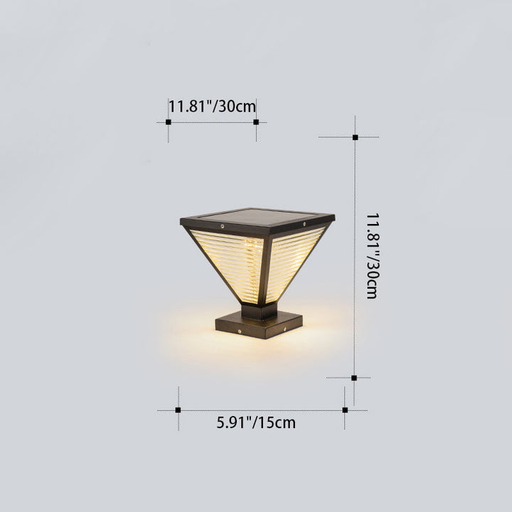 Modern Minimalist Solar Waterproof Square Prismatic Stainless Steel Glass LED Outdoor Light For Patio | Bowlift