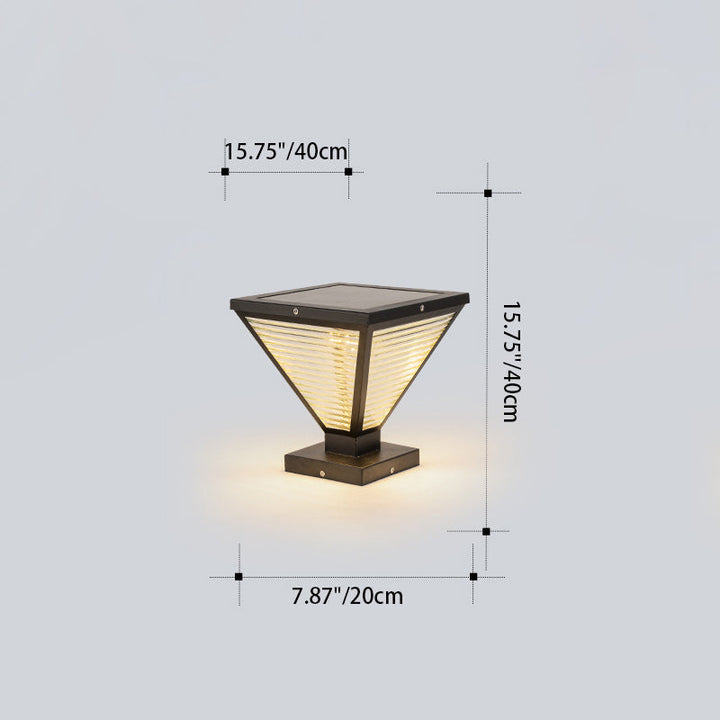 Modern Minimalist Solar Waterproof Square Prismatic Stainless Steel Glass LED Outdoor Light For Patio | Bowlift