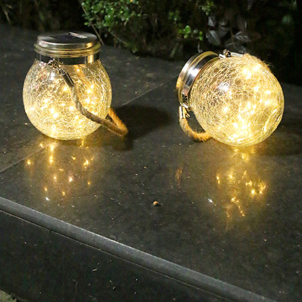 Modern Minimalist Solar Waterproof Round Bottle Round Cracked Glass ABS Stainless Steel LED Outdoor Light For Garden | Bowlift