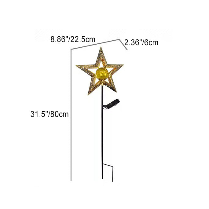 Modern Art Deco Solar Waterproof Ground Plug Star Sun Moon Iron Glass LED Outdoor Light For Garden | Bowlift