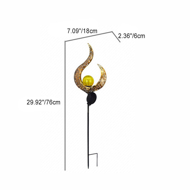 Modern Art Deco Solar Waterproof Ground Plug Star Sun Moon Iron Glass LED Outdoor Light For Garden | Bowlift