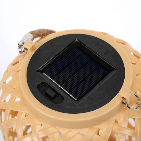 Modern Art Deco Solar Waterproof Imitation Rattan Woven Lantern Cylindrical Plastic LED Outdoor Light For Garden | Bowlift
