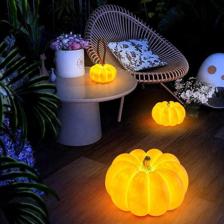 Modern Art Deco Solar Waterproof Pumpkin Round Resin LED Outdoor Light For Garden | Bowlift