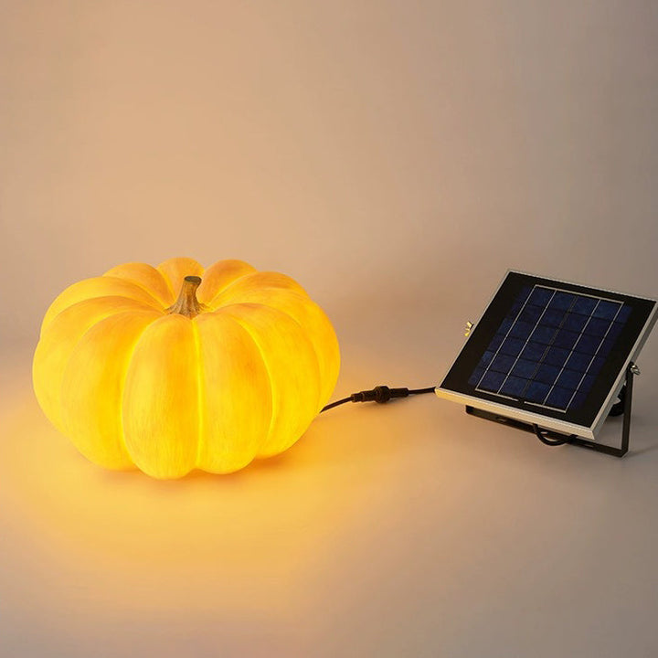 Modern Art Deco Solar Waterproof Pumpkin Round Resin LED Outdoor Light For Garden | Bowlift