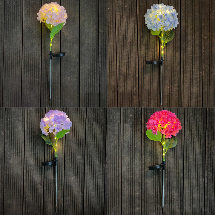 Contemporary Creative Solar Waterproof Hydrangea Round PVC Stainless Steel LED Outdoor Light For Garden | Bowlift