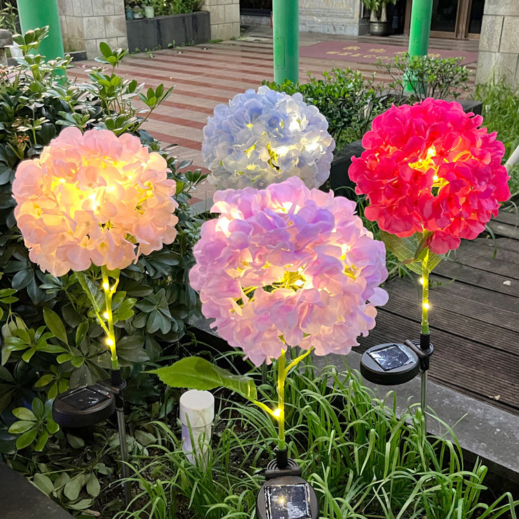 Contemporary Creative Solar Waterproof Hydrangea Round PVC Stainless Steel LED Outdoor Light For Garden | Bowlift