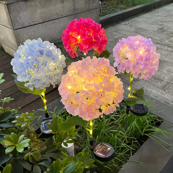 Contemporary Creative Solar Waterproof Hydrangea Round PVC Stainless Steel LED Outdoor Light For Garden | Bowlift