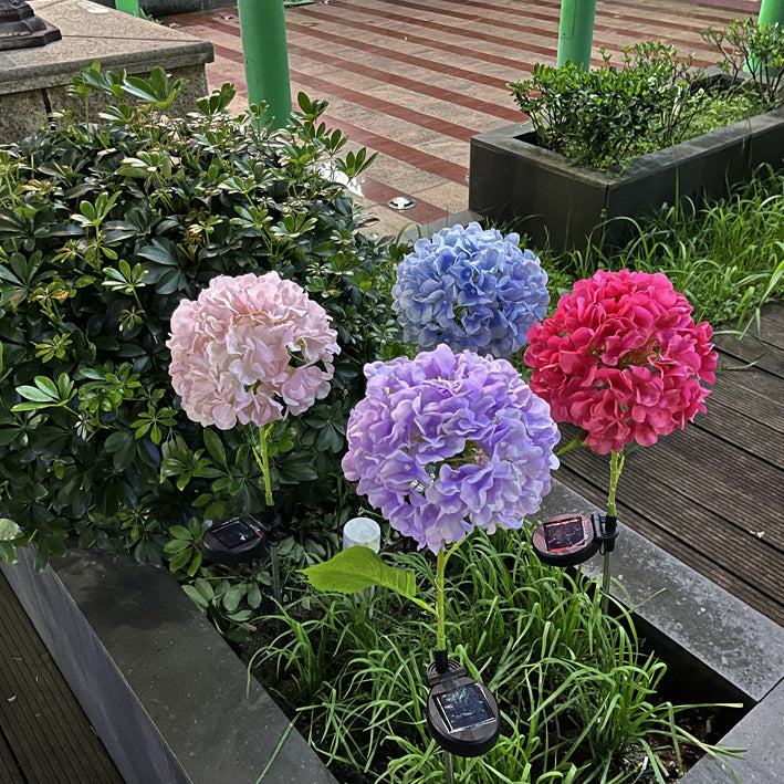 Contemporary Creative Solar Waterproof Hydrangea Round PVC Stainless Steel LED Outdoor Light For Garden | Bowlift