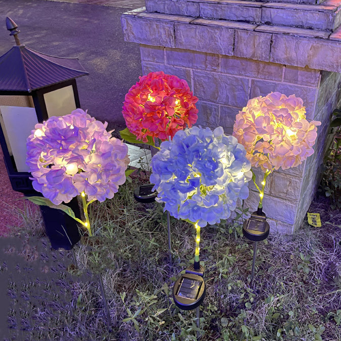 Contemporary Creative Solar Waterproof Hydrangea Round PVC Stainless Steel LED Outdoor Light For Garden | Bowlift