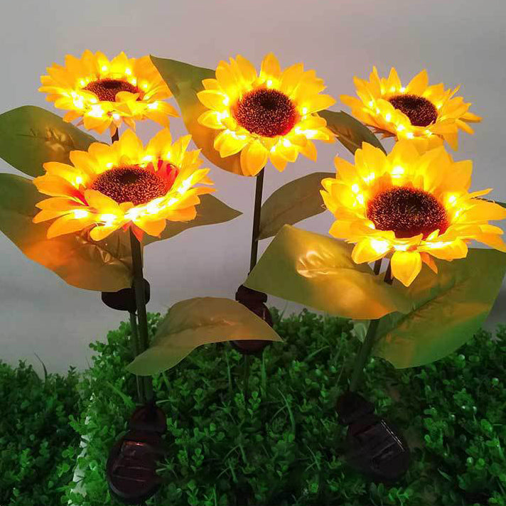 Contemporary Creative Solar Waterproof Sunflower Silk ABS Stainless Steel LED Outdoor Light For Garden | Bowlift