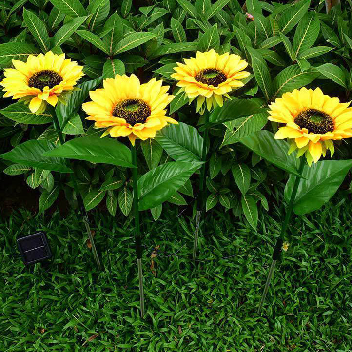 Contemporary Creative Solar Waterproof Sunflower Silk ABS Stainless Steel LED Outdoor Light For Garden | Bowlift