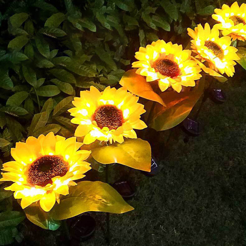 Contemporary Creative Solar Waterproof Sunflower Silk ABS Stainless Steel LED Outdoor Light For Garden | Bowlift