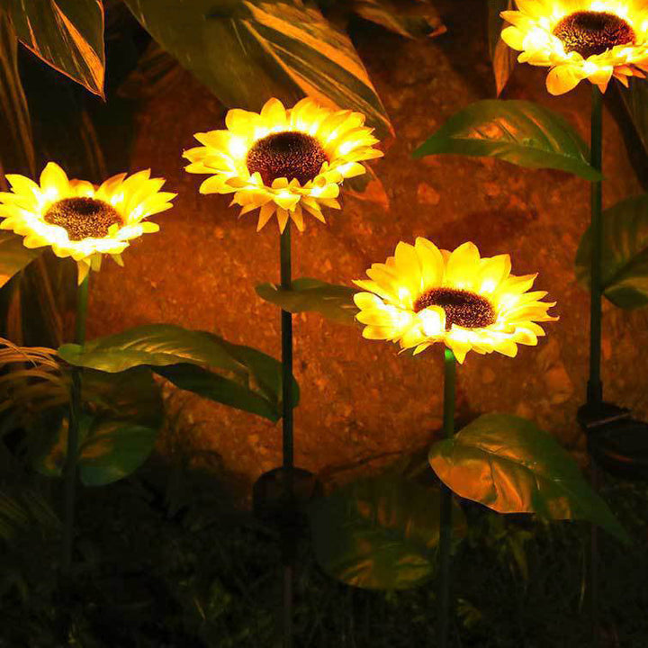 Contemporary Creative Solar Waterproof Sunflower Silk ABS Stainless Steel LED Outdoor Light For Garden | Bowlift