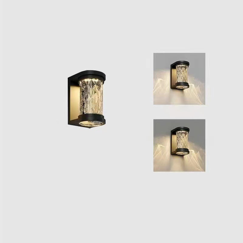 Modern Luxury Waterproof Cylinder Stainless Steel Crystal LED Wall Sconce Lamp For Outdoor Patio | Bowlift