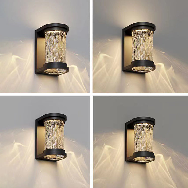 Modern Luxury Waterproof Cylinder Stainless Steel Crystal LED Wall Sconce Lamp For Outdoor Patio | Bowlift