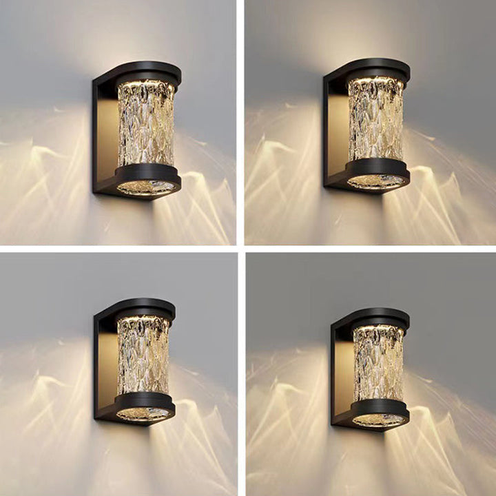 Modern Luxury Waterproof Cylinder Stainless Steel Crystal LED Wall Sconce Lamp For Outdoor Patio | Bowlift