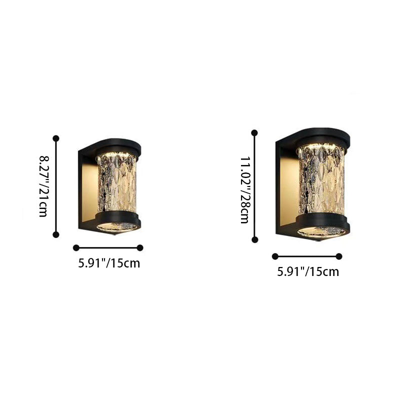 Modern Luxury Waterproof Cylinder Stainless Steel Crystal LED Wall Sconce Lamp For Outdoor Patio | Bowlift
