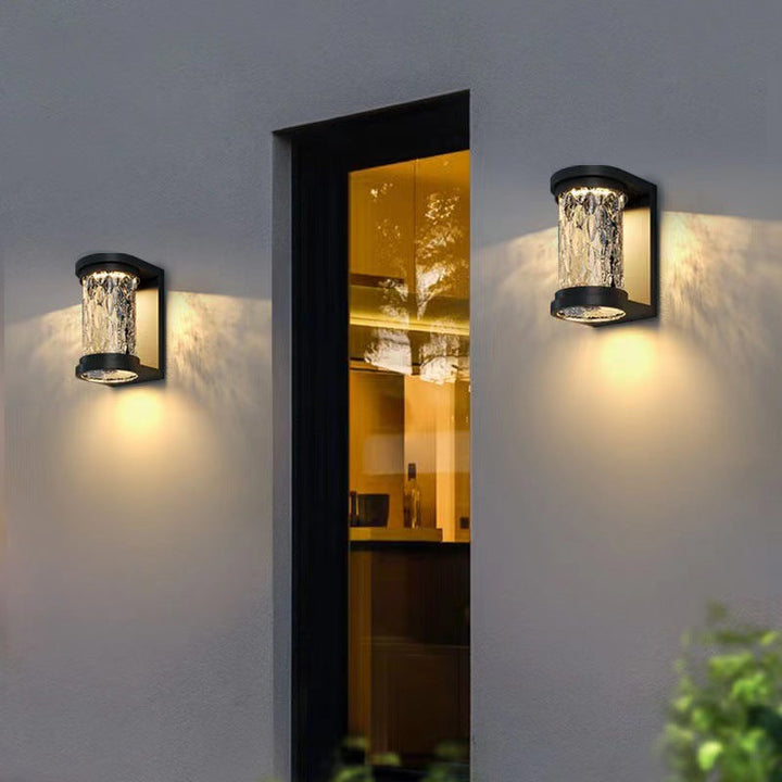 Modern Luxury Waterproof Cylinder Stainless Steel Crystal LED Wall Sconce Lamp For Outdoor Patio | Bowlift