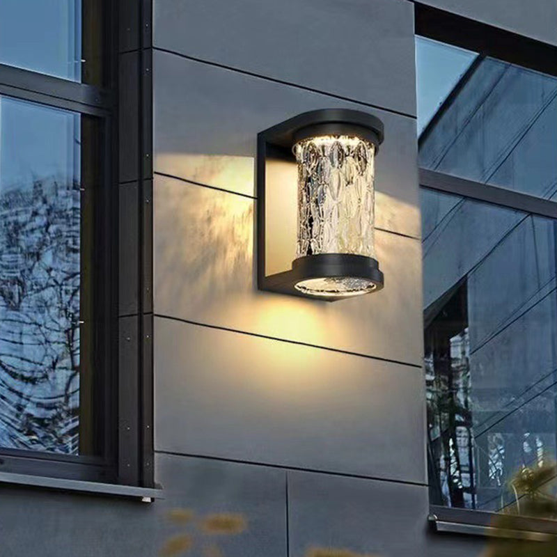Modern Luxury Waterproof Cylinder Stainless Steel Crystal LED Wall Sconce Lamp For Outdoor Patio | Bowlift