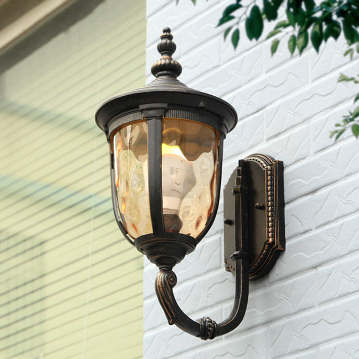 Contemporary Nordic Jar Aluminum Glass 1-Light Wall Sconce Lamp For Outdoor Patio | Bowlift