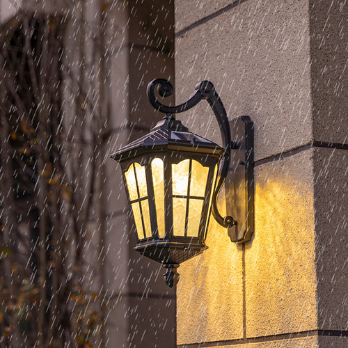 Traditional European Lantern Waterproof Aluminum Glass 1-Light Wall Sconce Lamp For Outdoor Patio | Bowlift