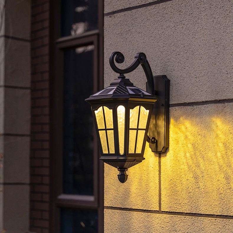 Traditional European Lantern Waterproof Aluminum Glass 1-Light Wall Sconce Lamp For Outdoor Patio | Bowlift