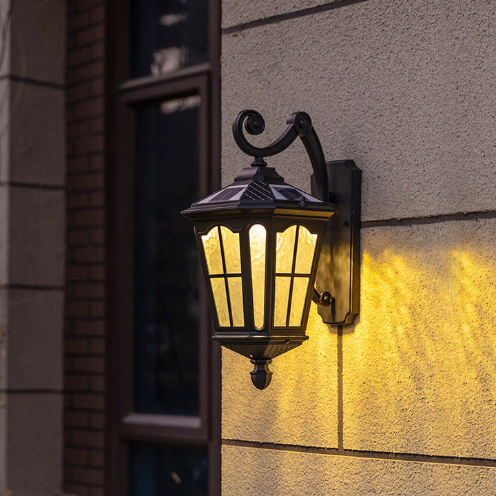 Traditional European Lantern Waterproof Aluminum Glass 1-Light Wall Sconce Lamp For Outdoor Patio | Bowlift