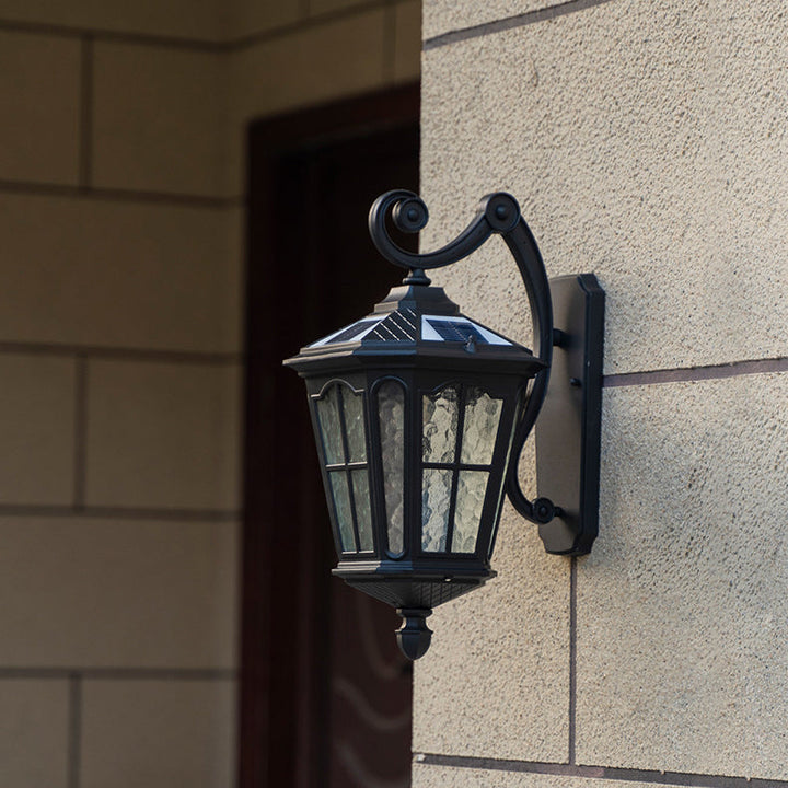 Traditional European Lantern Waterproof Aluminum Glass 1-Light Wall Sconce Lamp For Outdoor Patio | Bowlift