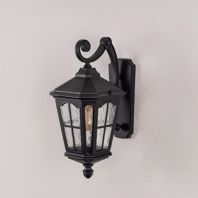 Traditional European Lantern Waterproof Aluminum Glass 1-Light Wall Sconce Lamp For Outdoor Patio | Bowlift