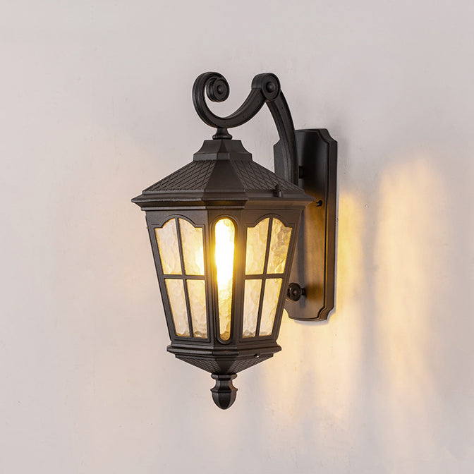 Traditional European Lantern Waterproof Aluminum Glass 1-Light Wall Sconce Lamp For Outdoor Patio | Bowlift