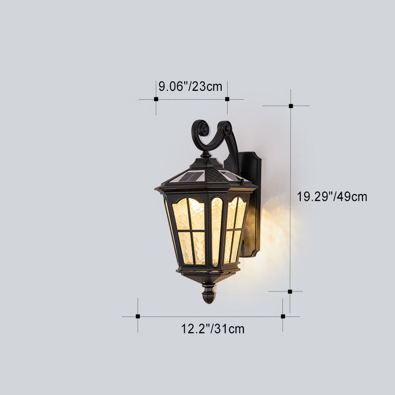 Traditional European Lantern Waterproof Aluminum Glass 1-Light Wall Sconce Lamp For Outdoor Patio | Bowlift