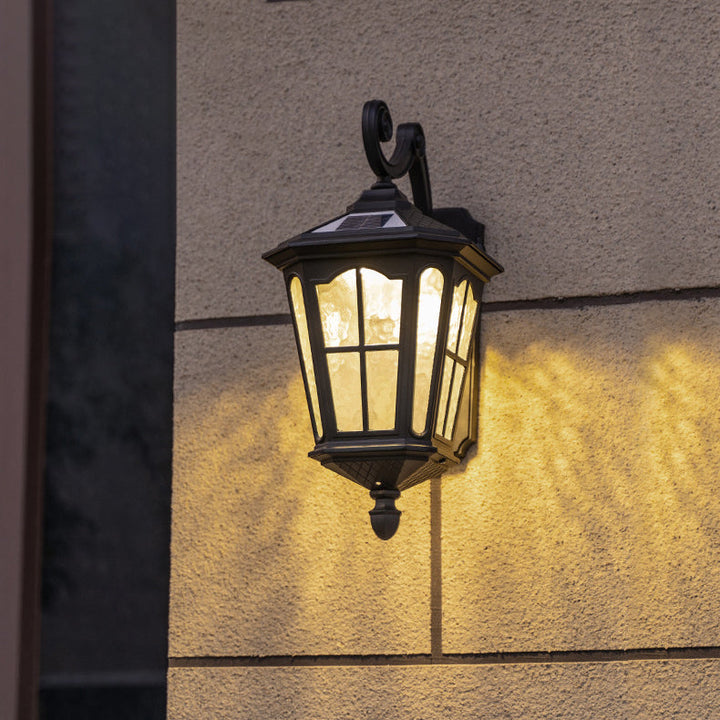 Traditional European Lantern Waterproof Aluminum Glass 1-Light Wall Sconce Lamp For Outdoor Patio | Bowlift