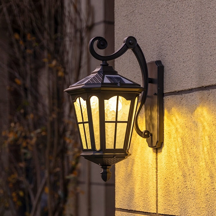 Traditional European Lantern Waterproof Aluminum Glass 1-Light Wall Sconce Lamp For Outdoor Patio | Bowlift