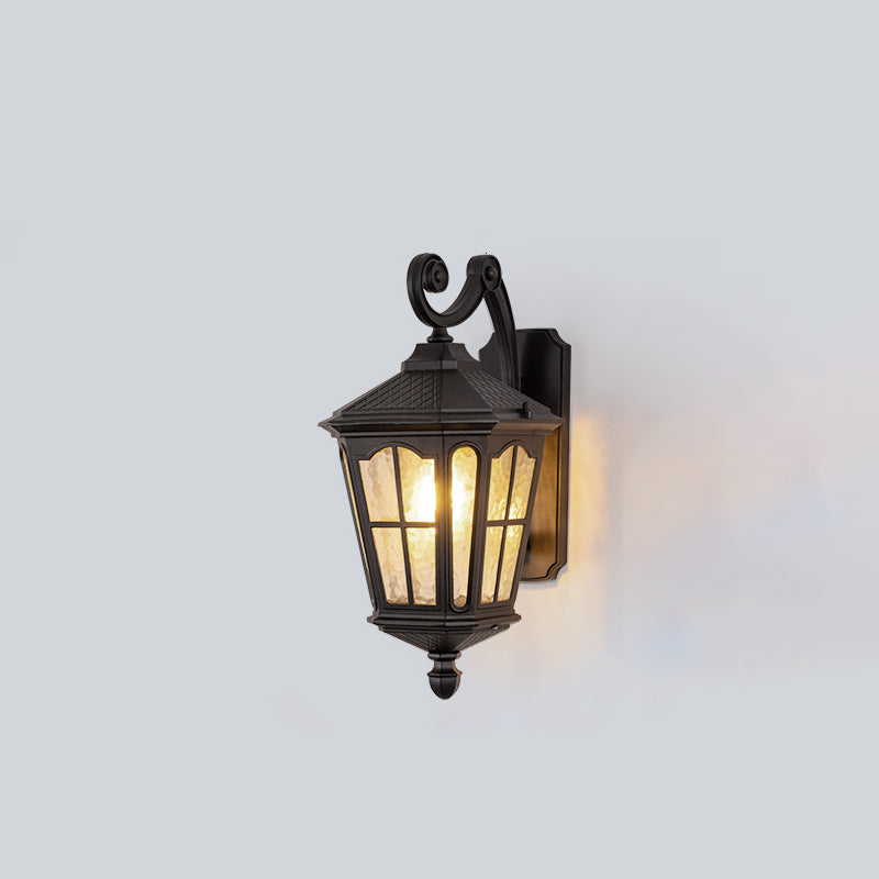 Traditional European Lantern Waterproof Aluminum Glass 1-Light Wall Sconce Lamp For Outdoor Patio | Bowlift