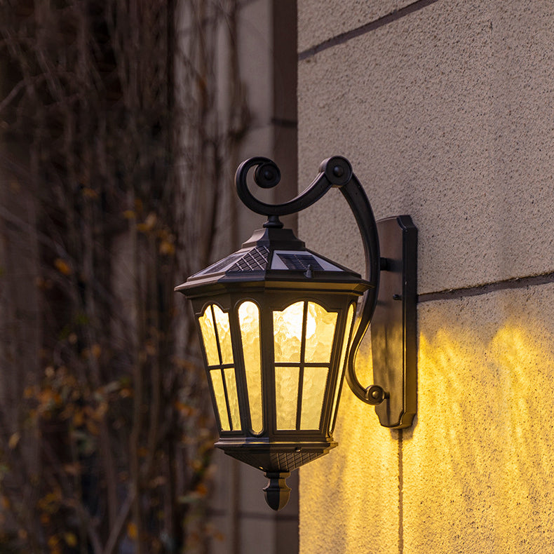 Traditional European Lantern Waterproof Aluminum Glass 1-Light Wall Sconce Lamp For Outdoor Patio | Bowlift