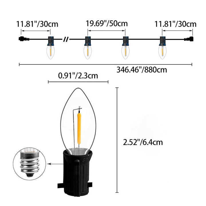 BowLift | Modern Minimalist Waterproof Solar Christmas Waterdrop Plastic 12/25-Light Landscape Lighting Outdoor String Light For Garden