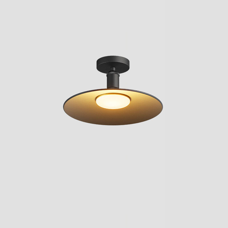 Contemporary Industrial Waterproof Aluminum Round 1-Light Semi-Flush Mount Ceiling Light For Outdoor Patio | Bowlift