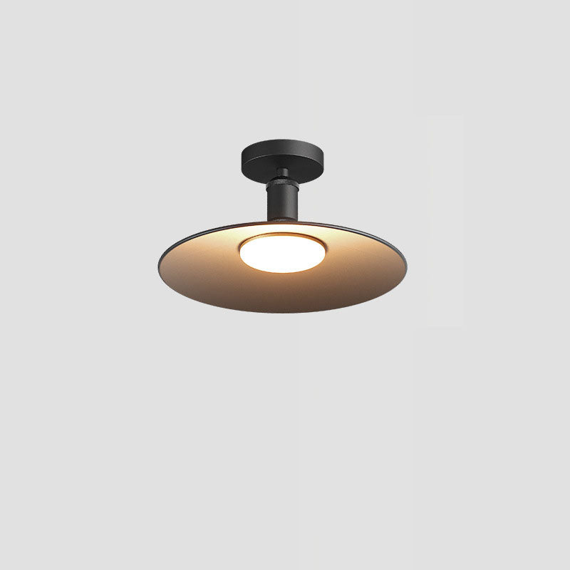 Contemporary Industrial Waterproof Aluminum Round 1-Light Semi-Flush Mount Ceiling Light For Outdoor Patio | Bowlift