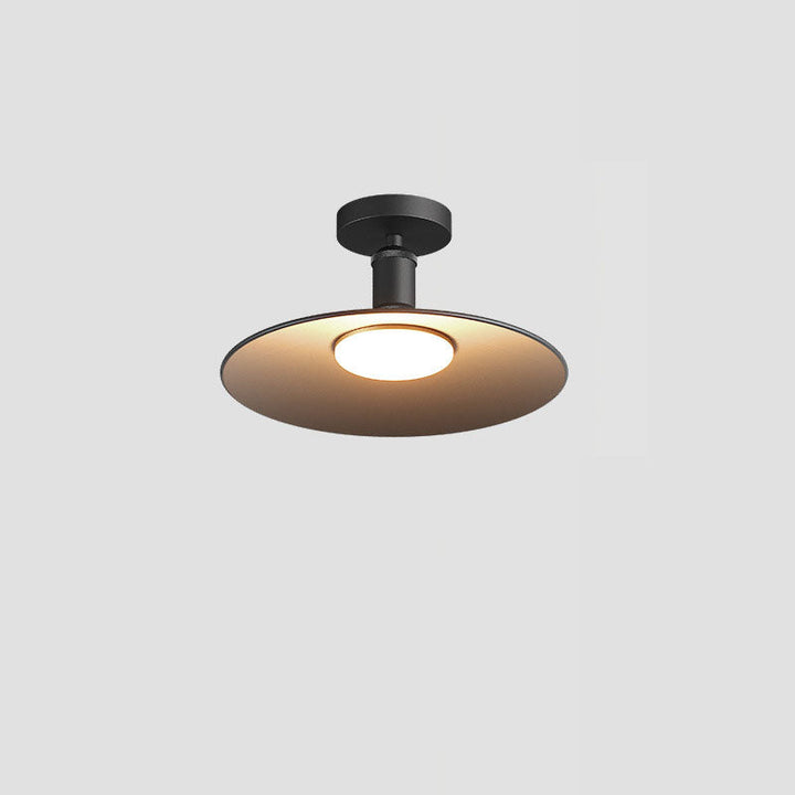 Contemporary Industrial Waterproof Aluminum Round 1-Light Semi-Flush Mount Ceiling Light For Outdoor Patio | Bowlift