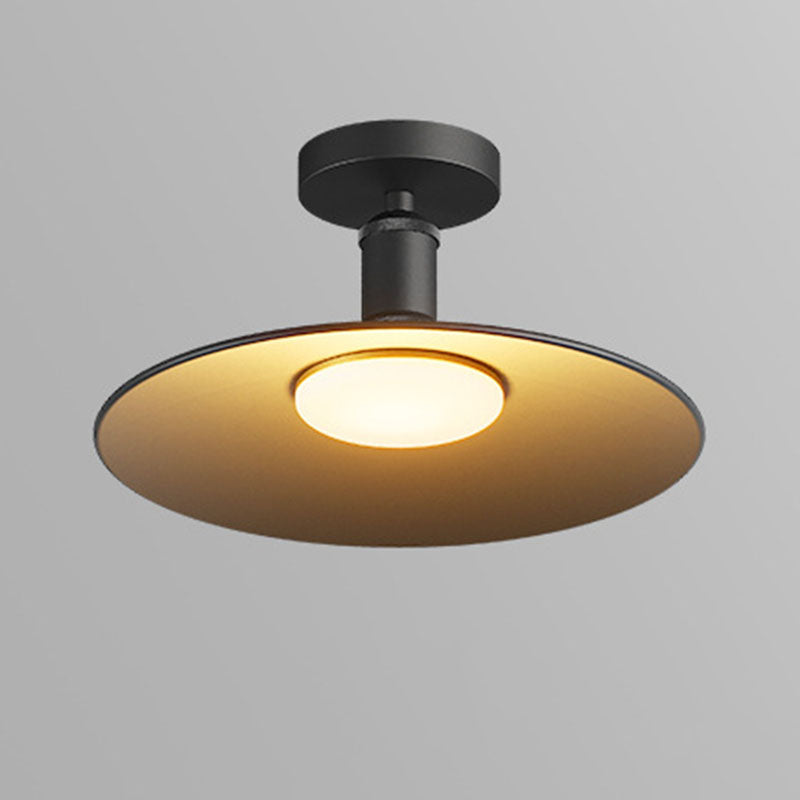 Contemporary Industrial Waterproof Aluminum Round 1-Light Semi-Flush Mount Ceiling Light For Outdoor Patio | Bowlift