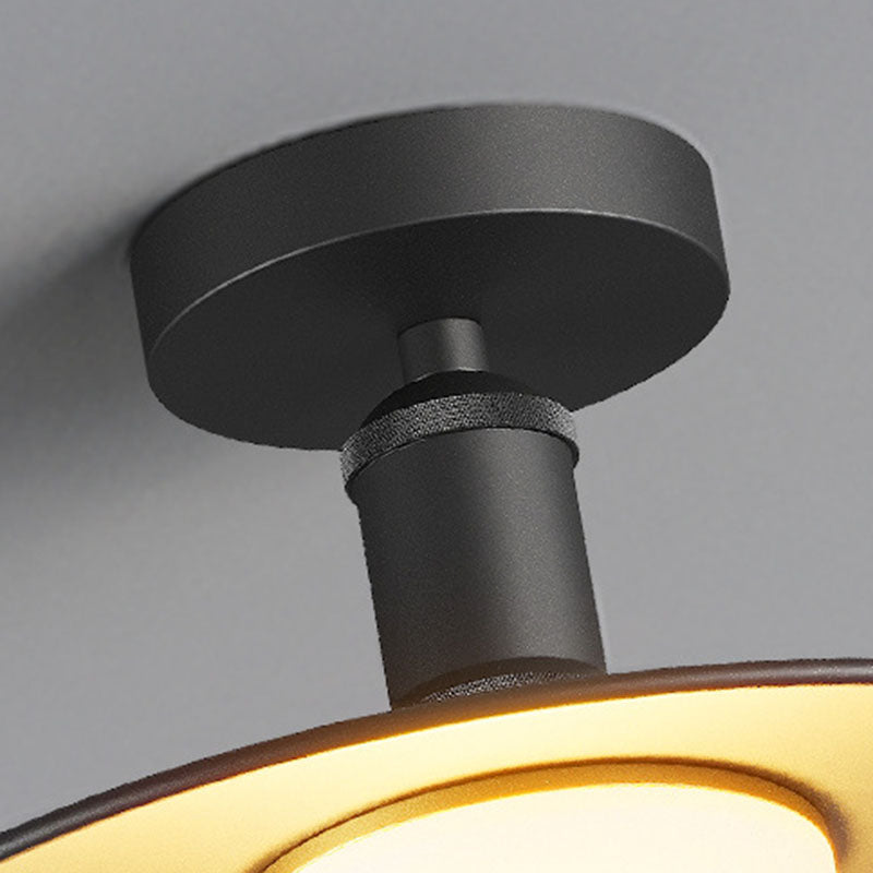 Contemporary Industrial Waterproof Aluminum Round 1-Light Semi-Flush Mount Ceiling Light For Outdoor Patio | Bowlift