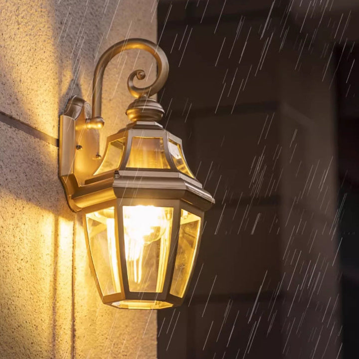 Contemporary Nordic Round Court Waterproof Glass Hardware 1-Light Wall Sconce Lamp For Outdoor Patio | Bowlift