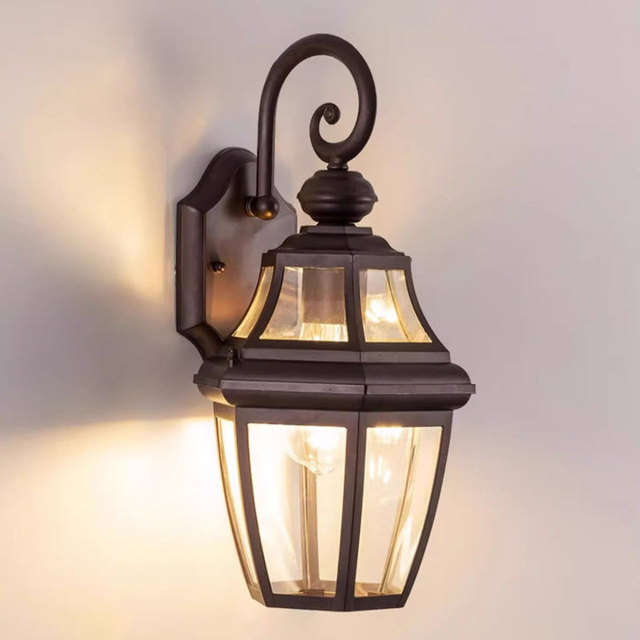 Contemporary Nordic Round Court Waterproof Glass Hardware 1-Light Wall Sconce Lamp For Outdoor Patio | Bowlift