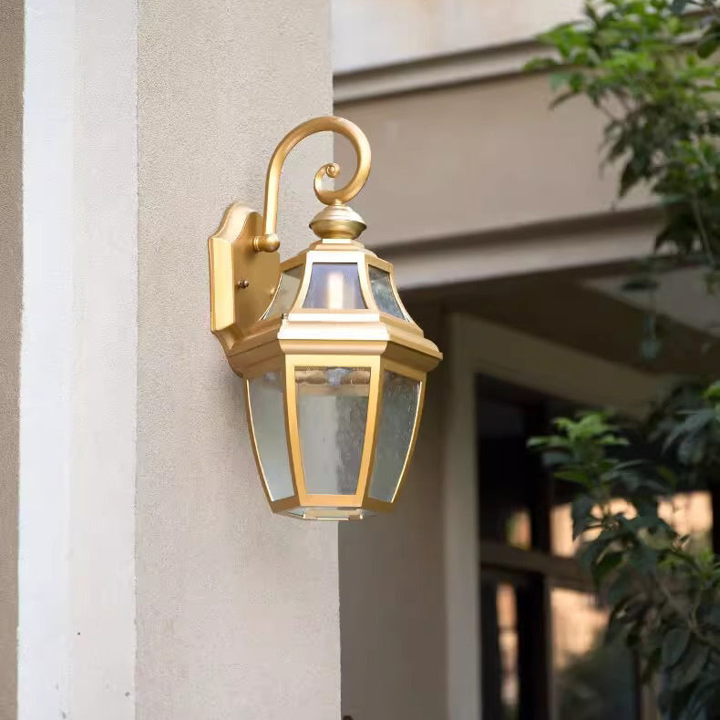 Contemporary Nordic Round Court Waterproof Glass Hardware 1-Light Wall Sconce Lamp For Outdoor Patio | Bowlift