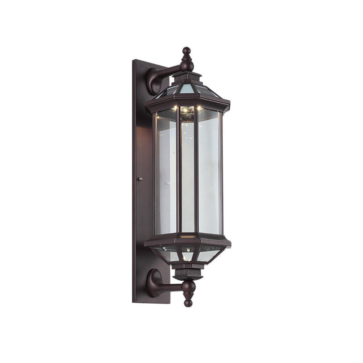 Traditional Vintage Octagonal Square Waterproof Glass Aluminum 1-Light Wall Sconce Lamp For Outdoor Patio | Bowlift