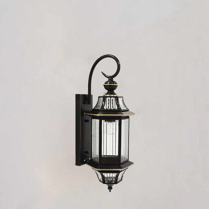 Traditional Vintage Round Cylinder Glass Copper 1-Light Wall Sconce Lamp For Garden | Bowlift
