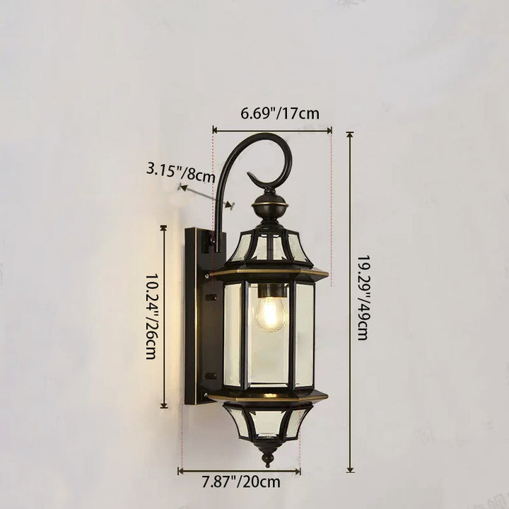 Traditional Vintage Round Cylinder Glass Copper 1-Light Wall Sconce Lamp For Garden | Bowlift